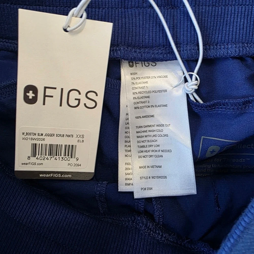 FIGS Women's‎ Boston Slim Jogger Scrub Pants XXS Electric Blue Drawstring NWT